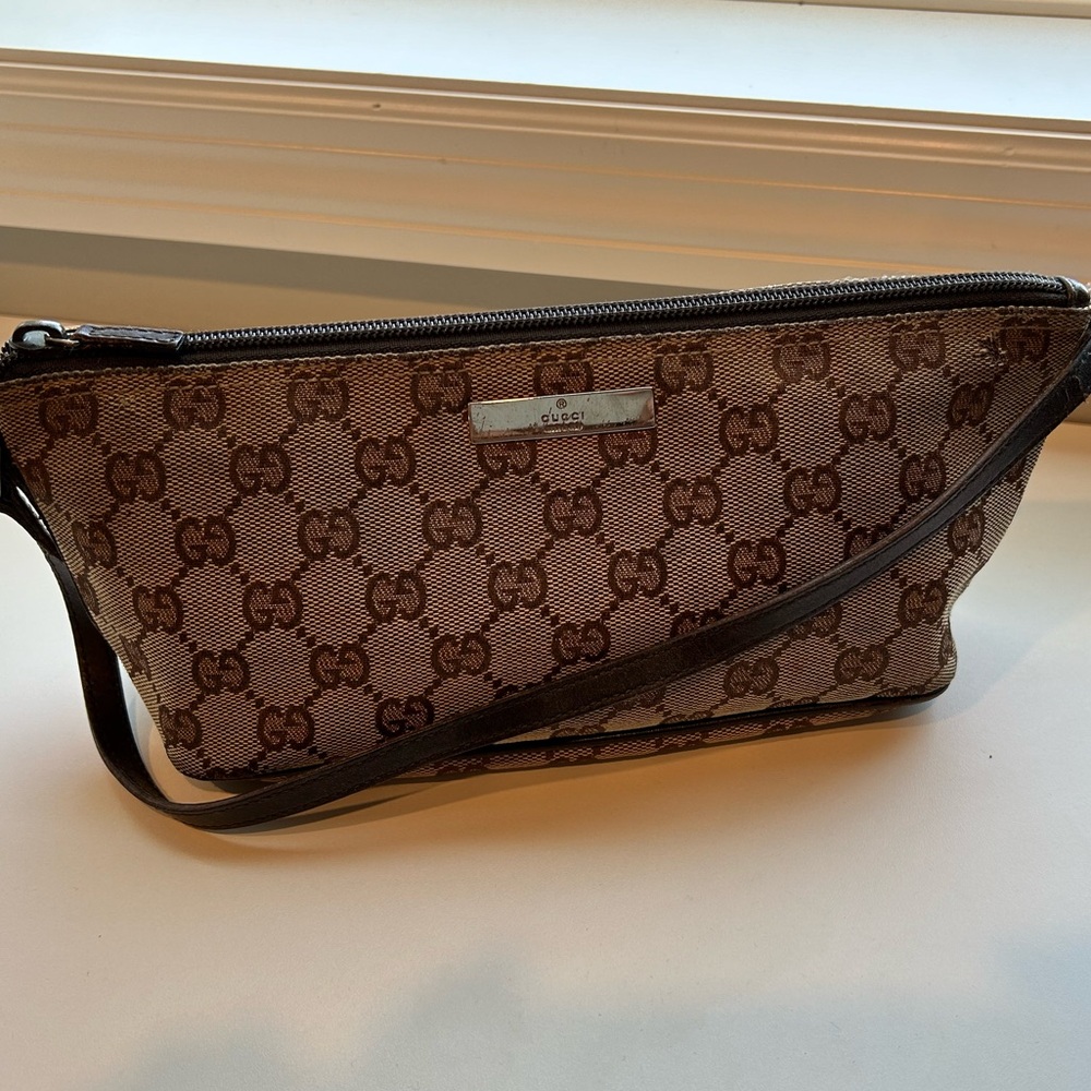 Gucci GG Canvas Boat Baguette Bag